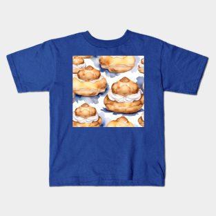 National Cream Puff Day- January 2 - Watercolor Kids T-Shirt